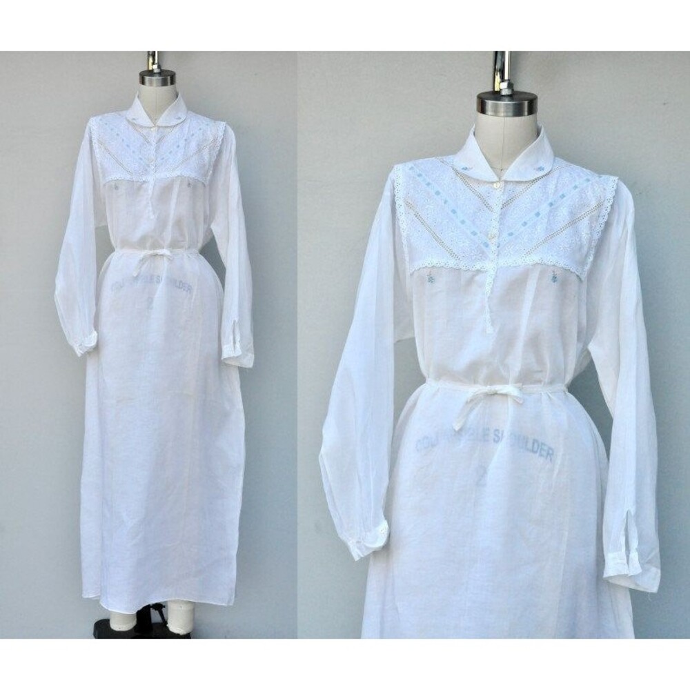Linen Maxi Nightgown Lingerie Slip Dress Long Maxi Sheer Italy Deadstock M - L